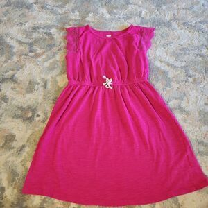 Old Navy Hot Pink Gathered Waist with lace sleeve Girls Dress